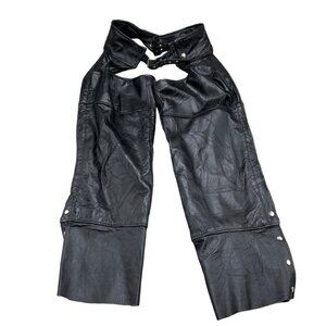 Unbranded Chaps‎ Adult Medium Black Leather Patchwork Buckle Lace Up Zip VTG